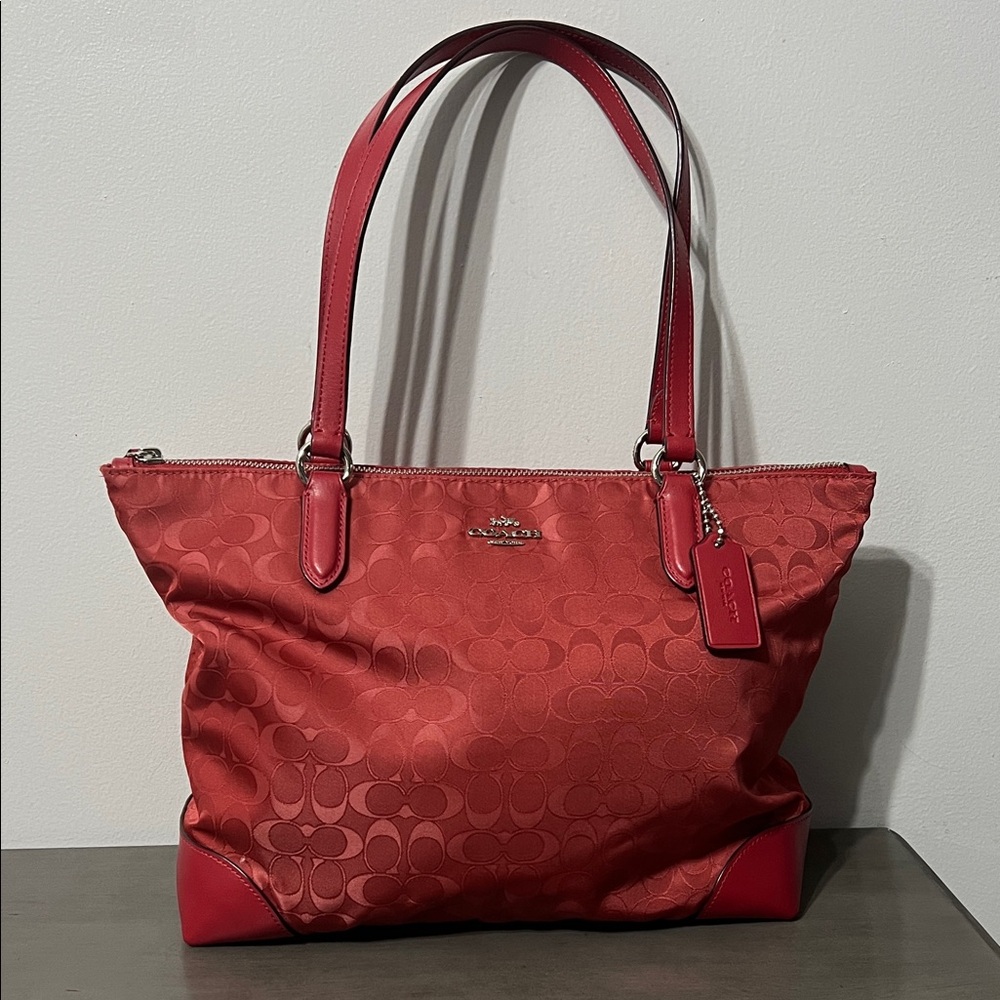 Coach Red Signature Tote